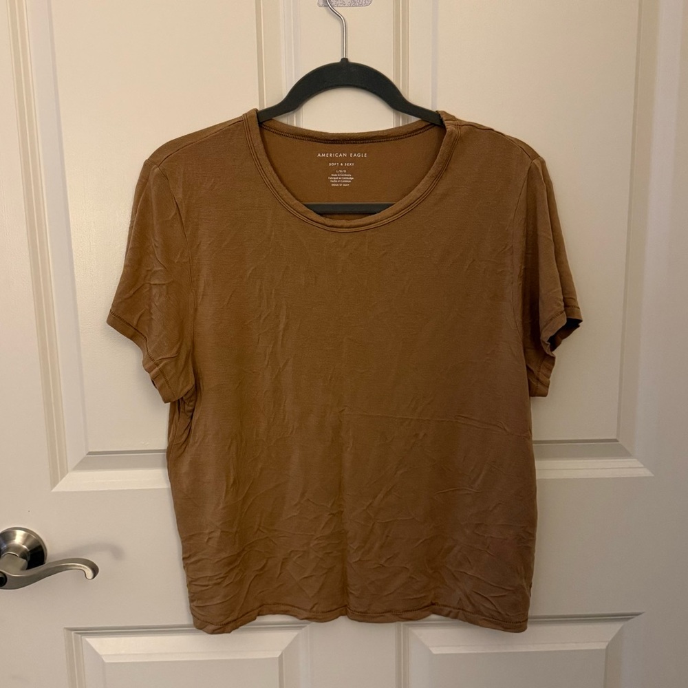 ☀️ Summer Sale! American Eagle Soft & Sexy Simple Brown Crewneck Tee